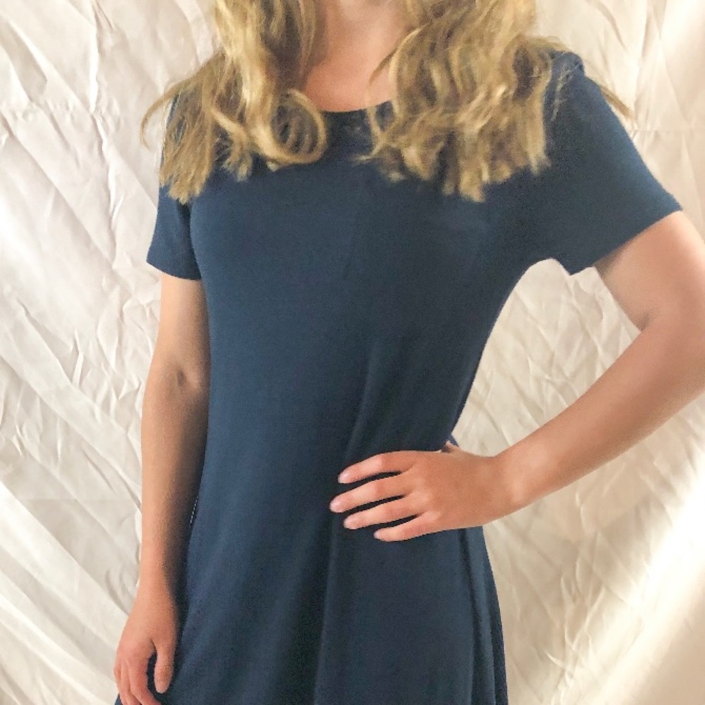 Hollister Navy Blue Open Back T-Shirt Dress